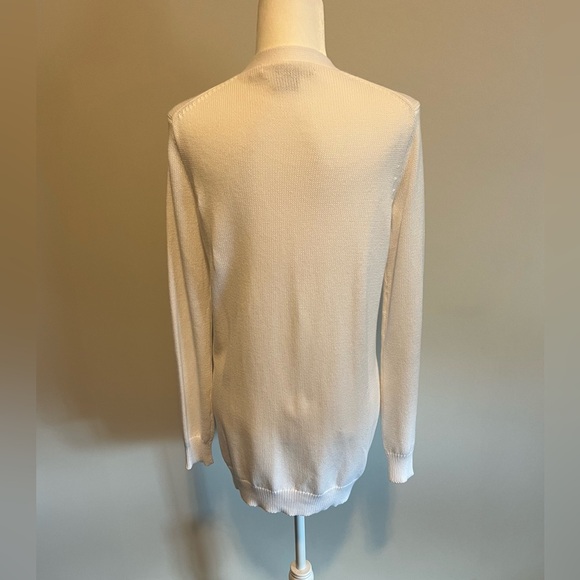 Ralph Lauren Sport Knit Cardigan Sweater White with Navy Monogram size M - Picture 6 of 11